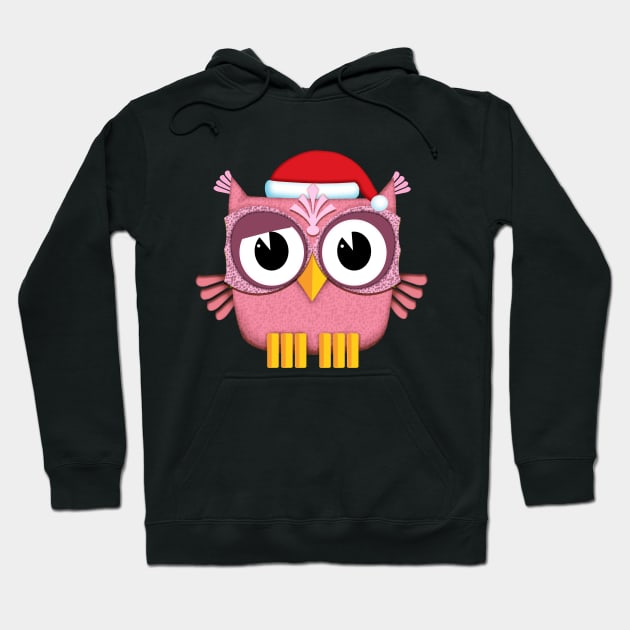 Owl Santa Claus pink Hoodie by BessoChicca